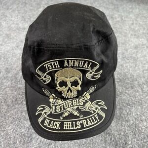 75th Annual Sturgis Black Hills Rally Hat Black Skull Motorcycle‎ Army Cap